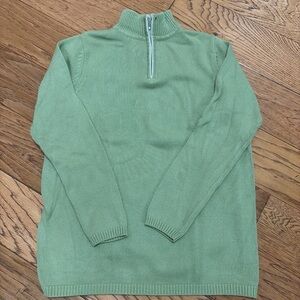 Women’s Green Cotton Quarter Zip Sweater